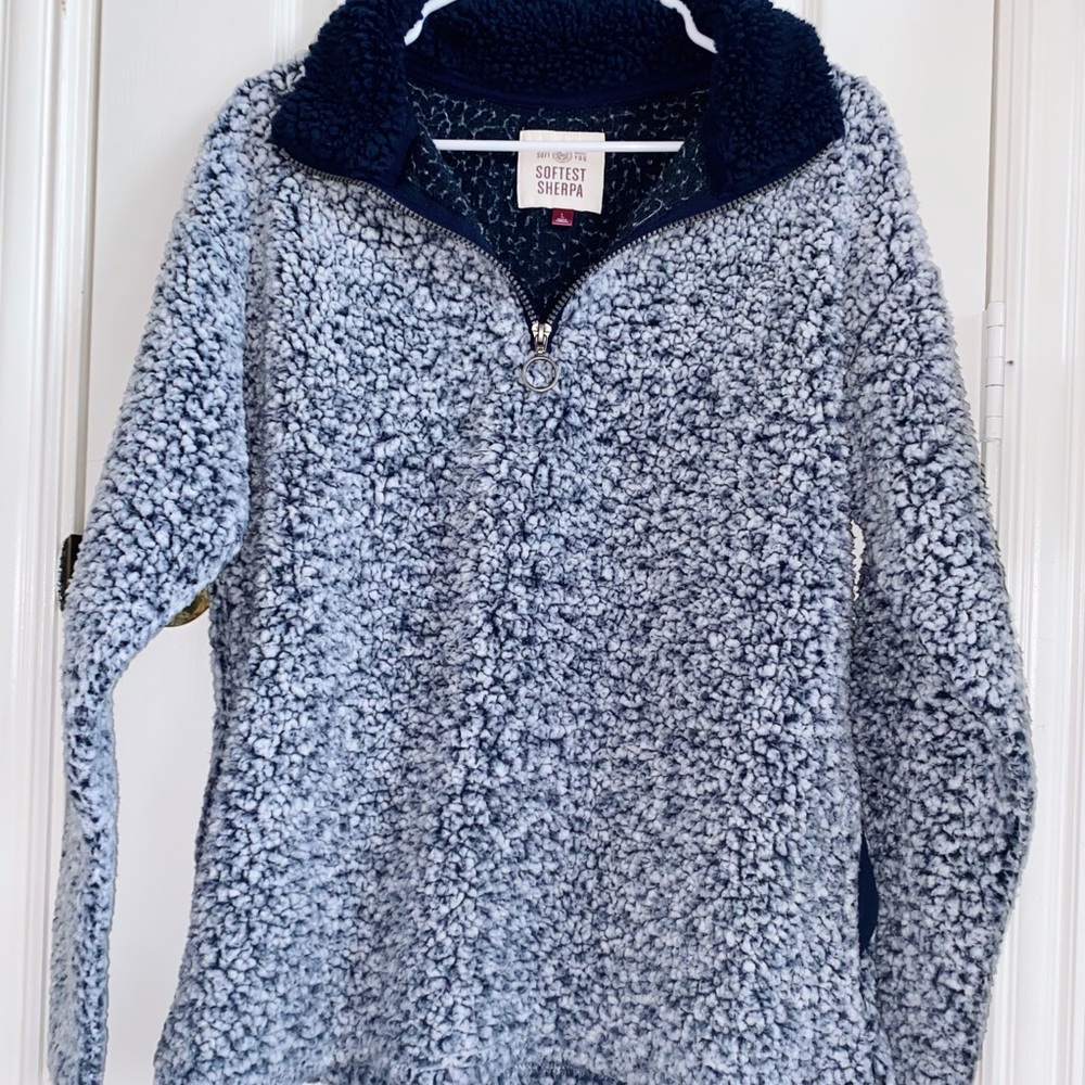 woman’s blue sherpa